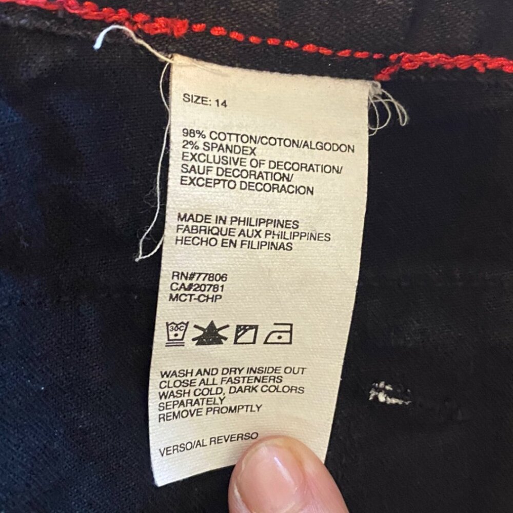 Tommy Hilfiger Y2K Denim Skirt 90s Vintage Button Close Womens SZ 14 Black Jean - Picture 9 of 12